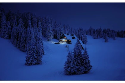 Raquettes à neige coucher du soleil - Bonjour Alsace